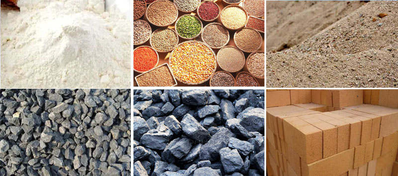 風(fēng)冷式直線振動(dòng)篩可篩分物料有：耐火材料，糧食，沙土，石子等。